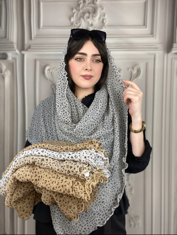 شال شنی دور دالبور طرح پلنگی