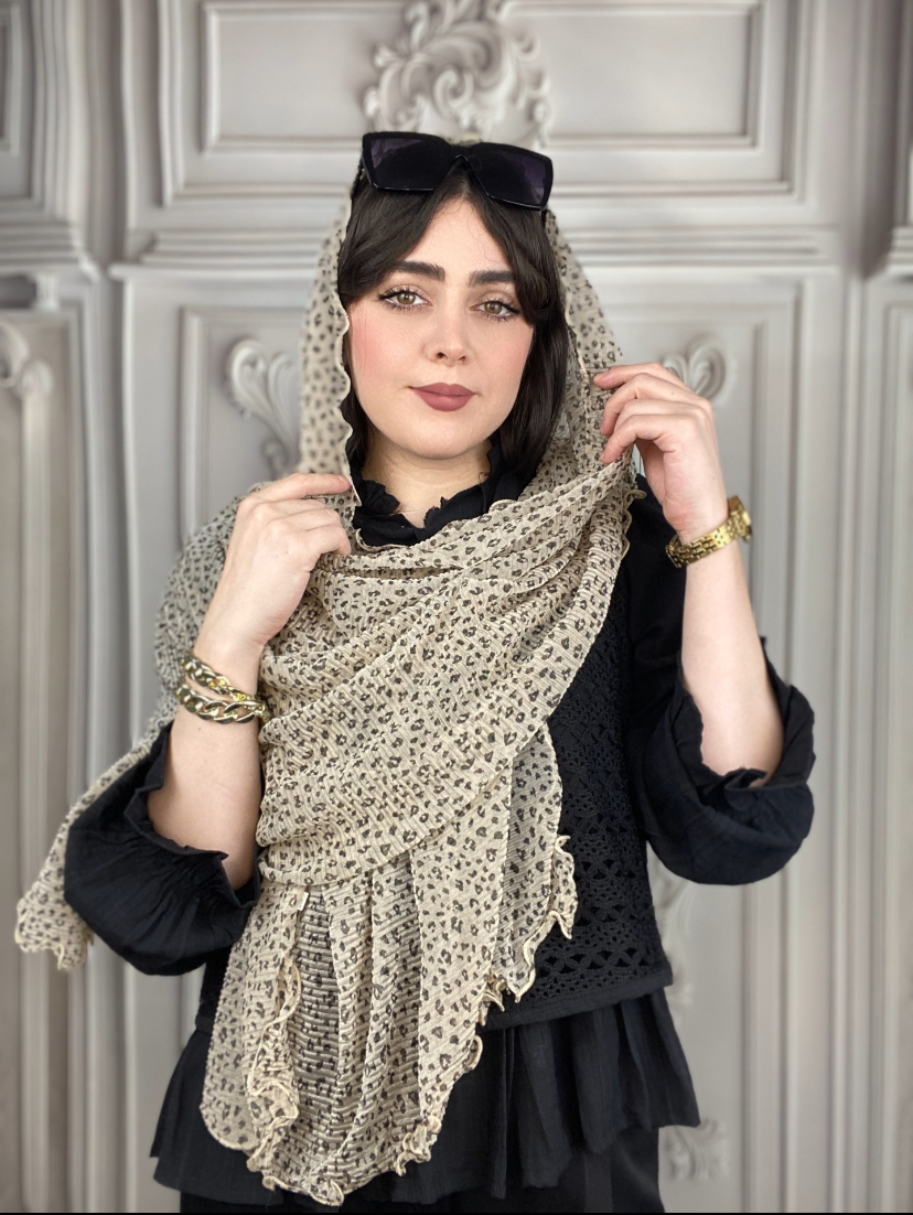 شال شنی دور دالبور طرح پلنگی