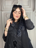 شال مشکی گلدوزی نگین دار