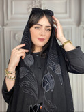 شال مشکی گلدوزی نگین دار