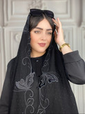 شال مشکی گلدوزی نگین دار