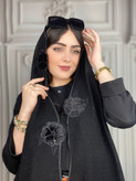 شال مشکی گلدوزی نگین دار
