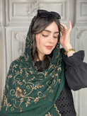 شال مجلسی گلدوزی نگین کوب سبز