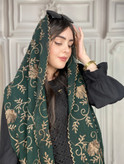 شال مجلسی گلدوزی نگین کوب سبز