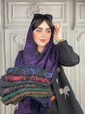 شال گلدوزی مزونی نگین دار دور دالبور