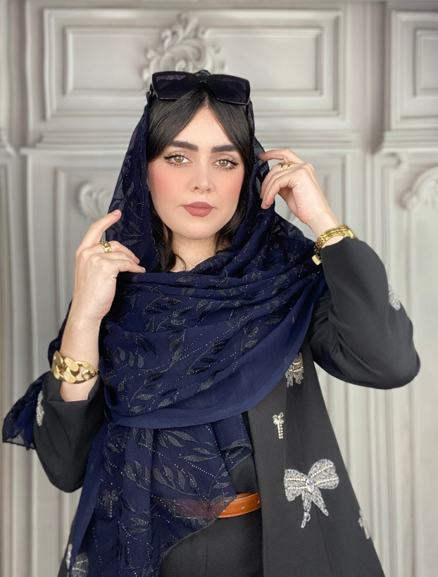 شال گلدوزی مزونی نگین دار دور دالبور