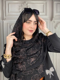 شال گلدوزی مزونی نگین دار دور دالبور
